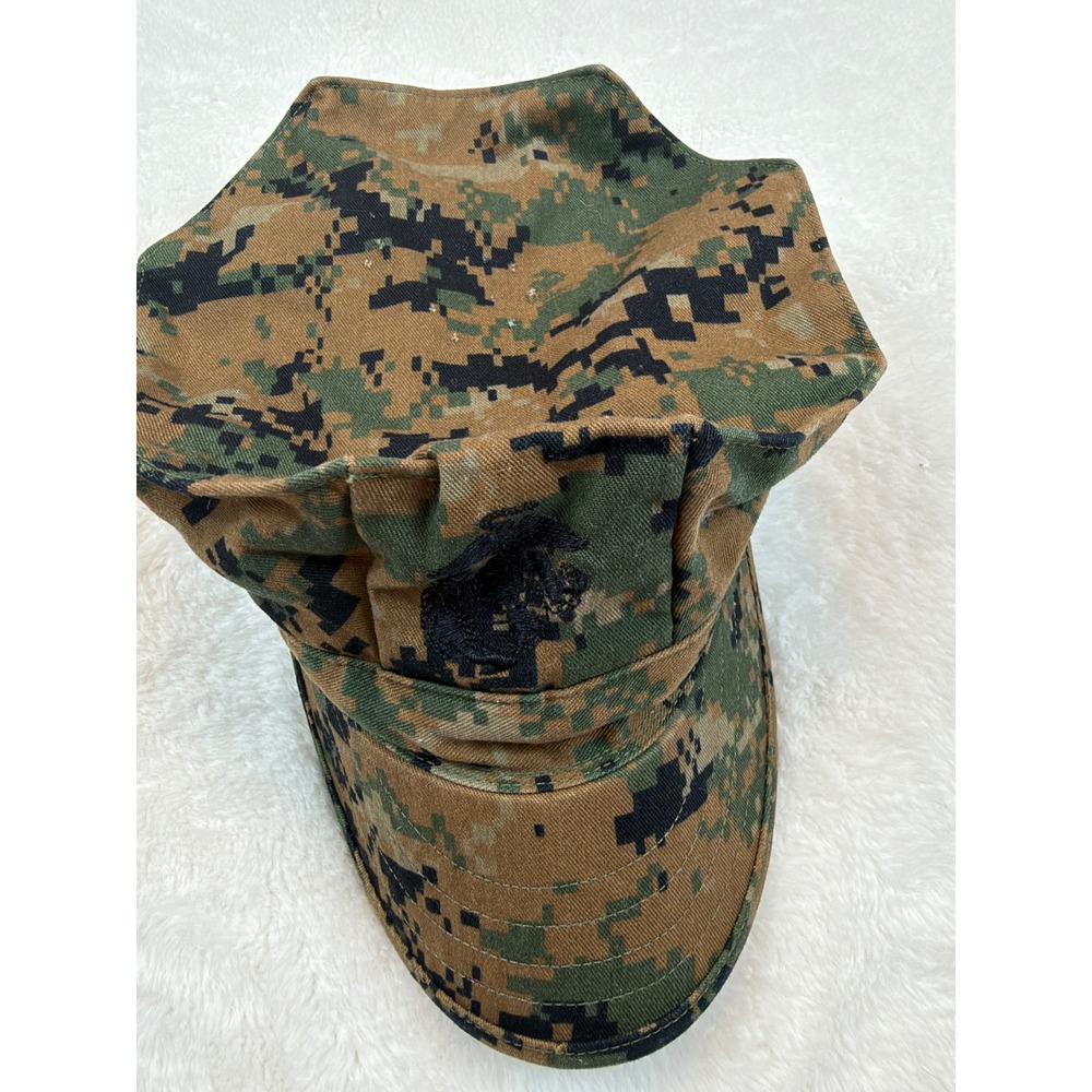 USMC MARPAT Woodland Digital Camo Utility Cover Hat EGA Small Military Cap